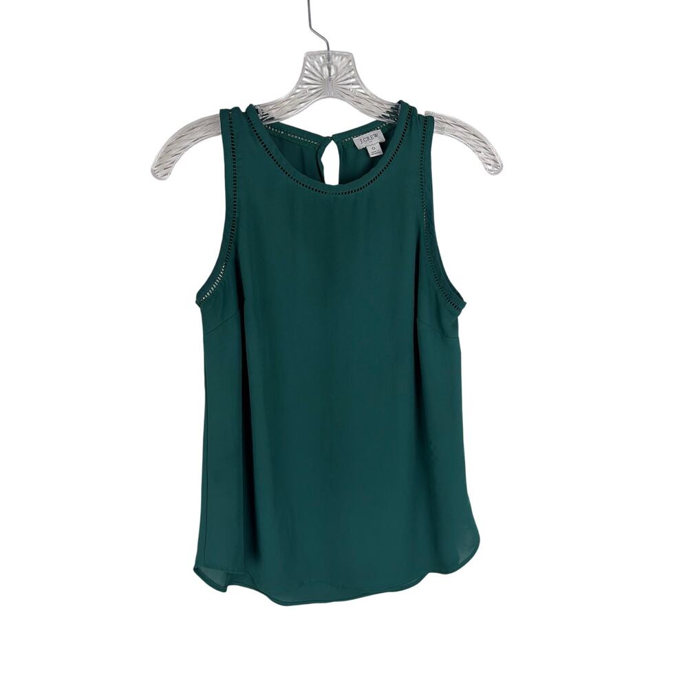 J. Crew Womens Sleeveless Shirt‎ Size 0 Green Tank Blouse